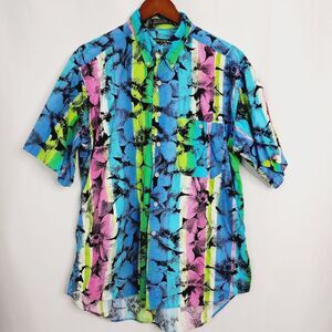 Colours by Alexander Julian Colorful Button Down Short Sleeve Mens Shirt Size L